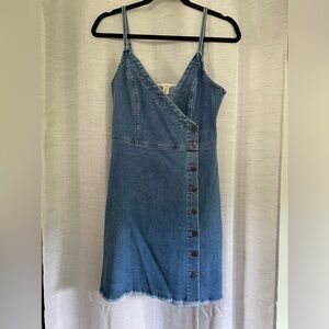 Denim Wrap Button Dress